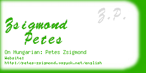 zsigmond petes business card